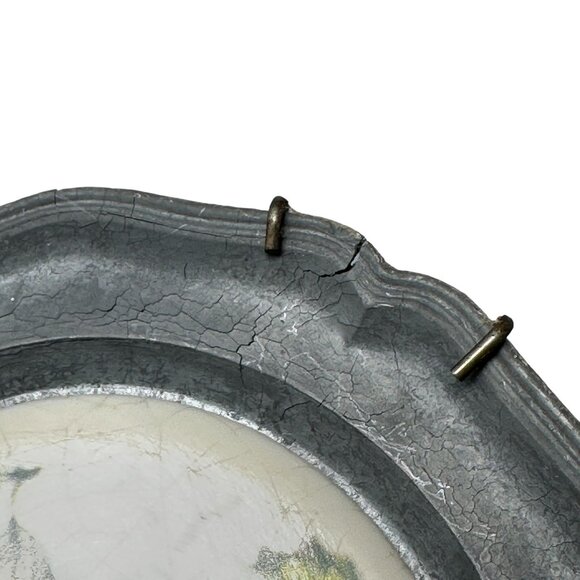 Vintage Pewter Coasters Ceramic Fruit Design Inserts Wall Decor Set of 6 READ - Picture 9 of 13